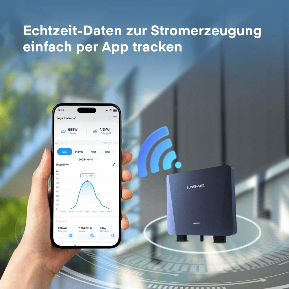 Sunshare Balkonkraftwerk mit Sunshare Glory 800W Gitterbalkon von yumide.com
