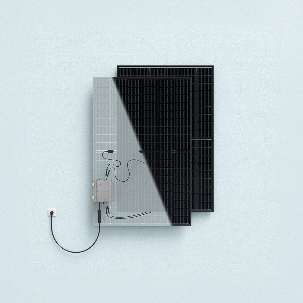 Yuma-Basic-Balkonkraftwerk mit Wechselrichter und zwei Solarmodulen