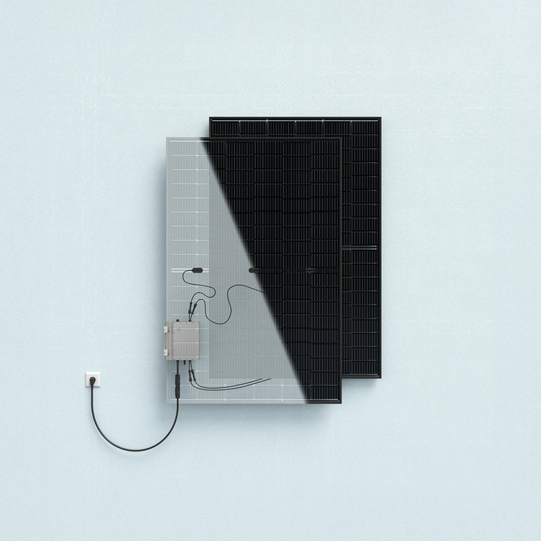 Yuma-Basic-Balkonkraftwerk mit Wechselrichter und zwei Solarmodulen