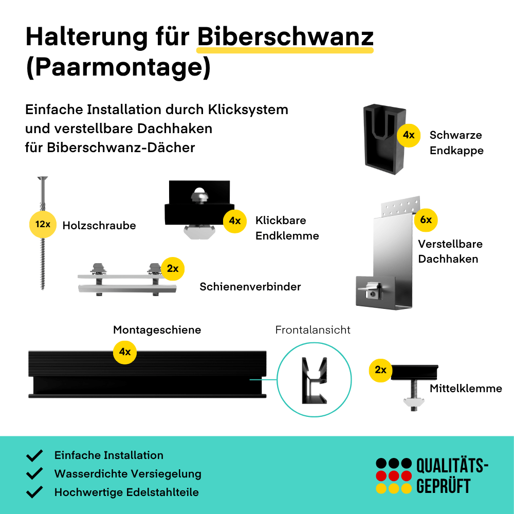 Yuma Roof (920+) Biberschwanz-Dach Paarmontage von yumide.com