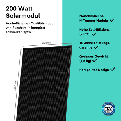 Sunshare Balkonkraftwerk mit Sunshare Glory 800W Gitterbalkon von yumide.com