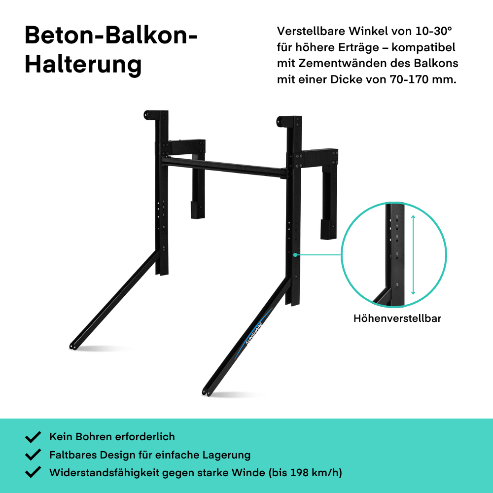 Sunshare Balkonkraftwerk mit Sunshare Glory 800W Betonbalkon von yumide.com