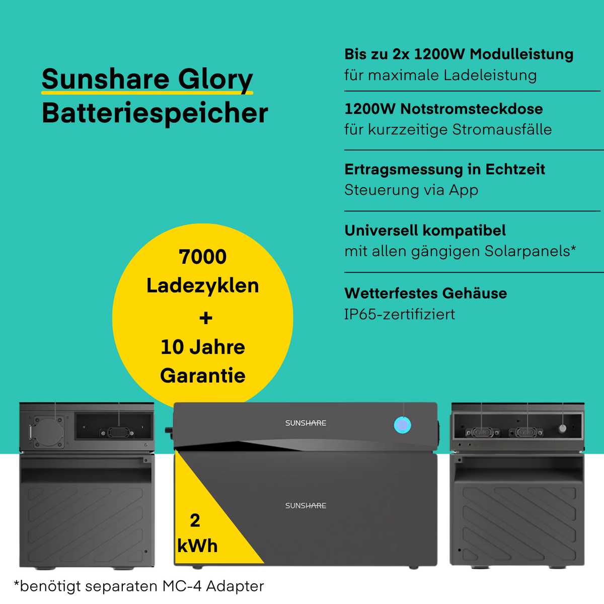 Sunshare Balkonkraftwerk mit Sunshare Glory 800W Gitterbalkon von yumide.com