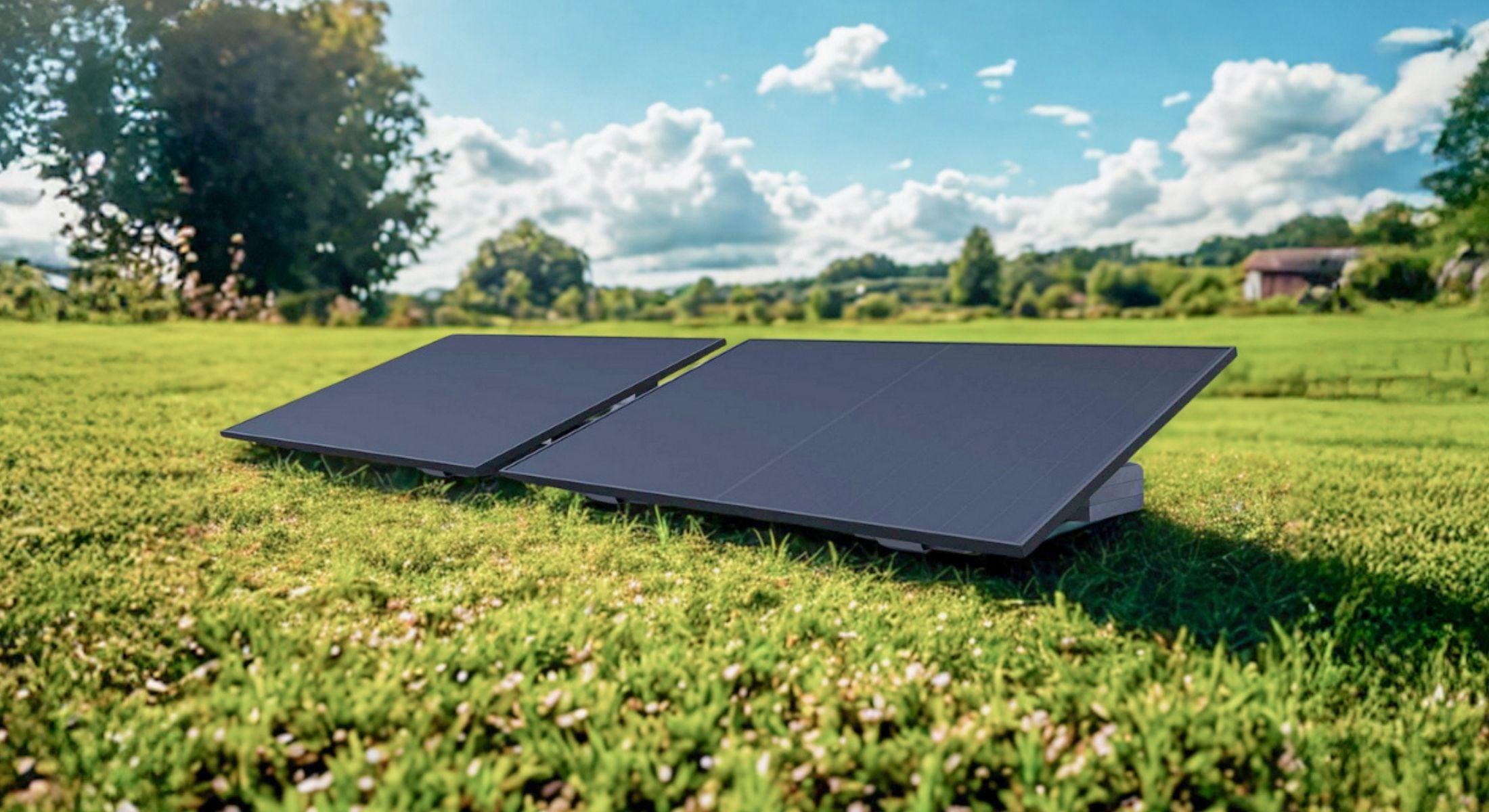Solarmodule auf der Wiese