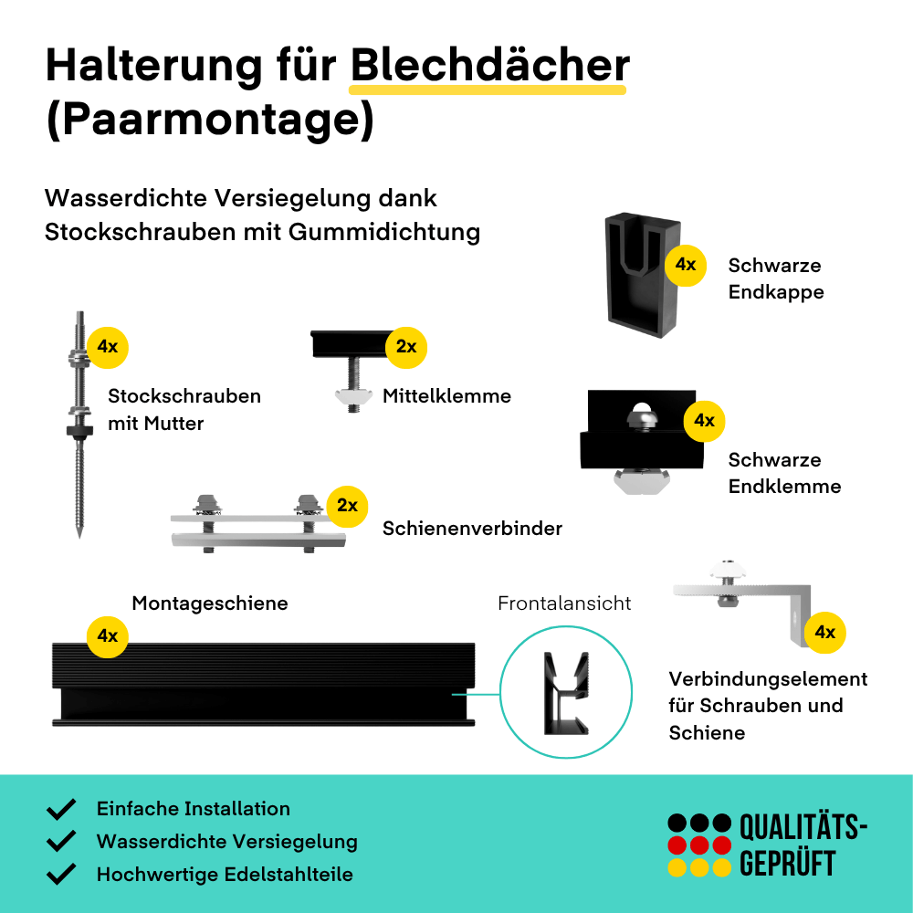 Yuma Roof (920+) Blechdach-Paarmontage Bifazial von yumide.com