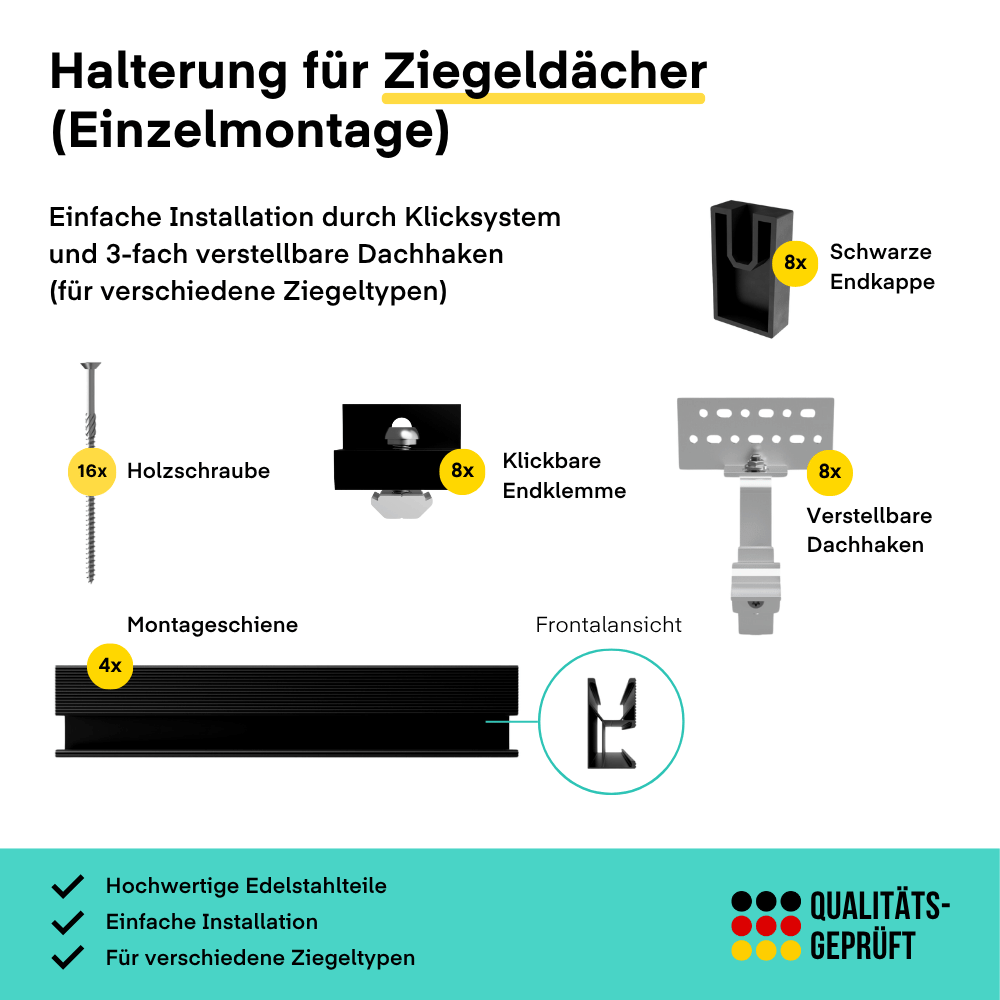 Yuma Roof (920+) Ziegeldach-Einzelmontage Bifazial von yumide.com