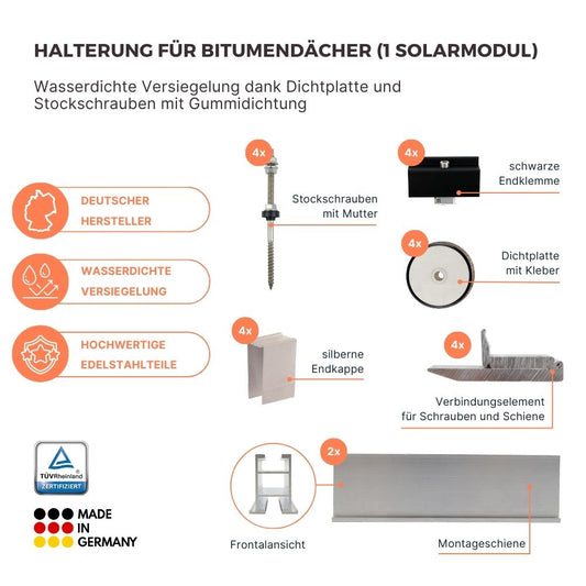 Montagesystem Yuma Roof Bitumendach (1 Modul) von yumide.com